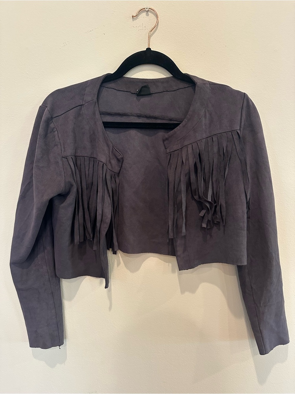 Fringed Crop Jacket - Gray
